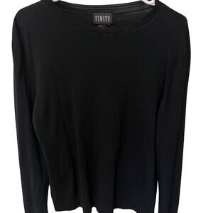 Finity Women's Black Log Sleeve Dressy Black Shirt Top Size XL Officecore